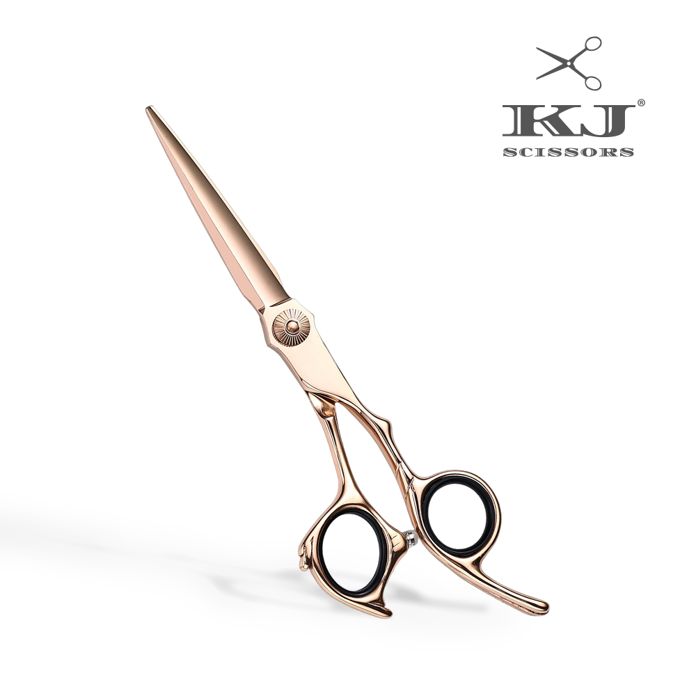 KJ-607 6.0 Inch Razor Blade Gold Coating Professional Hairdressing Scissors Barber Shears