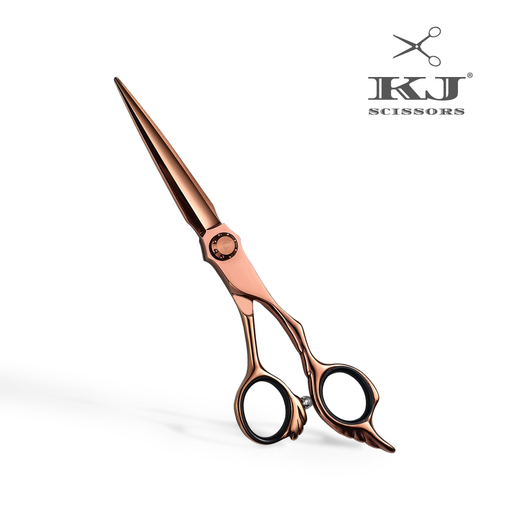 KJ-612 Hair Cutting Scissors Bronze Coated Professional Shears Bulk Supply Custom Logo