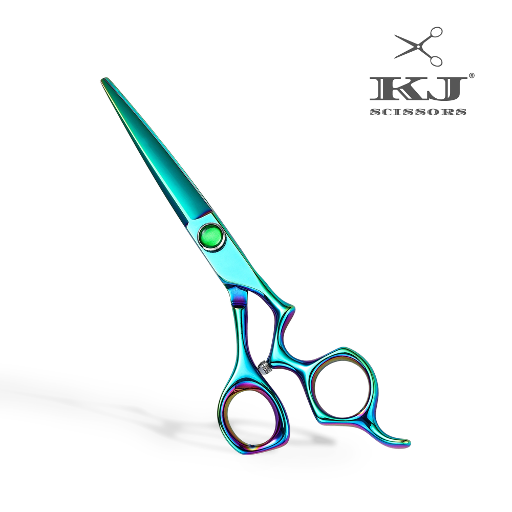KJ-503 6.0" Hairdressing Scissors Green Coated Bulk Supply Custom Logo