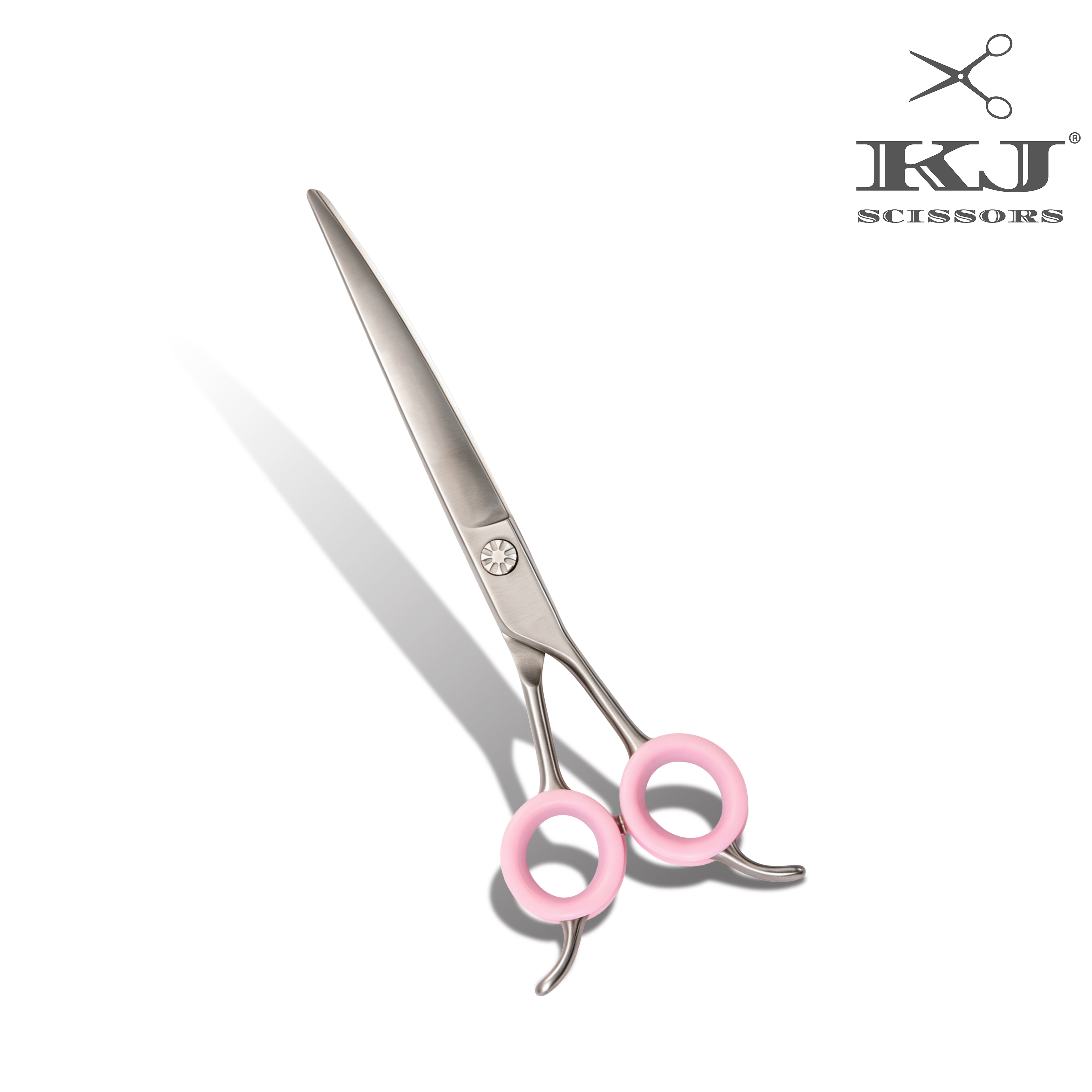 KJ-906 7 Inch Curved Pet Grooming Scissors, Stainless Steel Curved Shears for Dogs Cats